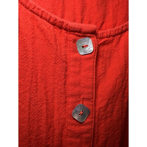 Soft Surroundings Button Down Medium Orange 3/4 Sleeve Pearlized Buttons - Picture 3 of 9
